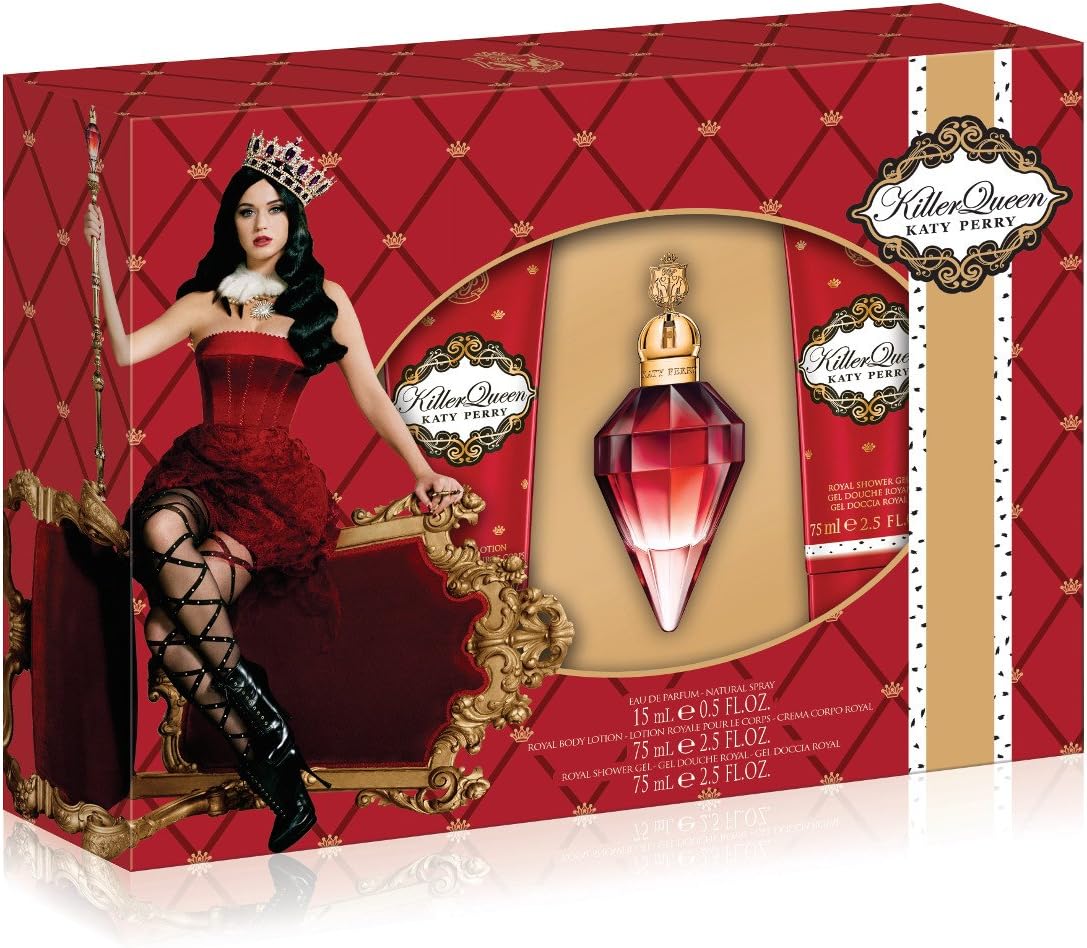 Katy Perry Killer Queen 3 Piece Gift Set (0.5 Ounce Eau De Parfum Plus 2.5 Ounce Shower Gel Plus 2.5 Ounce Body Lotion)