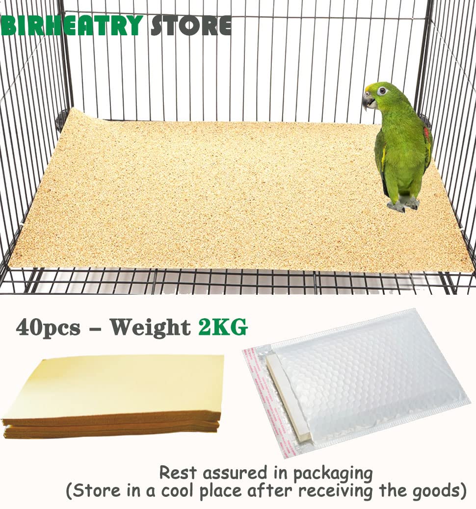 Kiespapier für Vogelkäfig, 27,9 x 43,2 cm, Vogelkäfig-Auskleidung, Papier, speziell für Vogelkäfig in Seesand, Papageienkäfig, Schleifpapier, Kissen, Haustier-Bettwäsche, Zubehör, 40 Stück