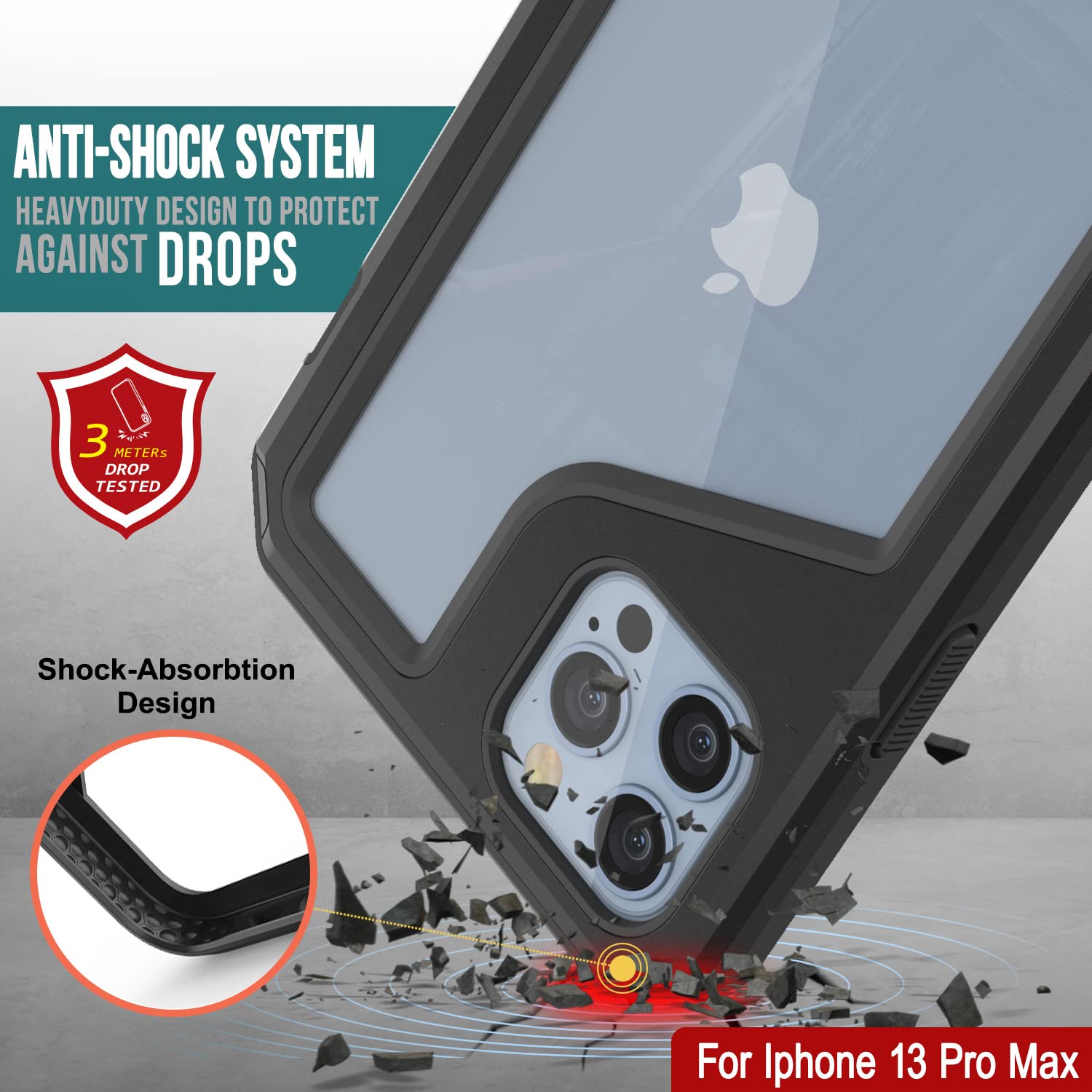 Punkcase Custodia IPhone 13 Armor Stealth 2.0 – Cover Ibrida Con Telaio In Alluminio, Protezione Militare Anti-caduta, Retro Trasparente