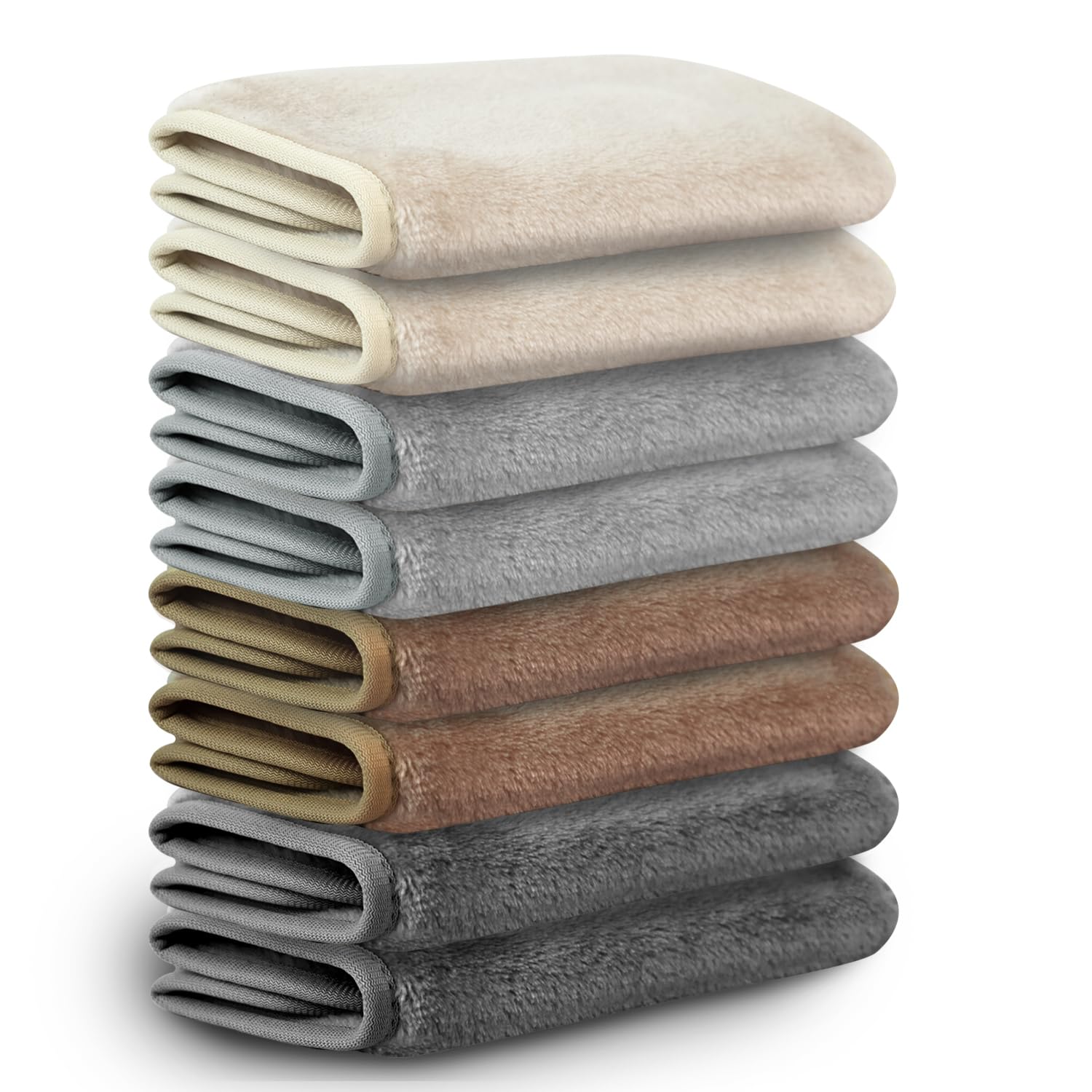 Nugilla Makeup Remover Cloths, 8 Packs Makeup Remover Towels Reusable Face Wash Cloth, Soft Microfiber Face Cloth for Women(Neutrals) 1 Count (Pack of 8) Neutrals