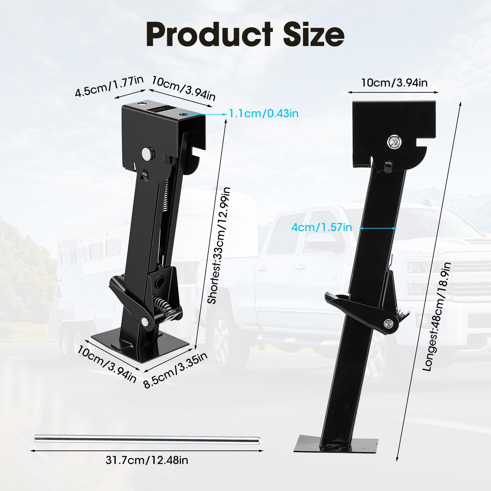 2 soportes para remolque, 450 kg, gato hidráulico, capacidad de carga de 1000 LB, soportes de remolque, acoplamiento antibalancín, soportes para autocaravanas, hierro exquisito acabado
