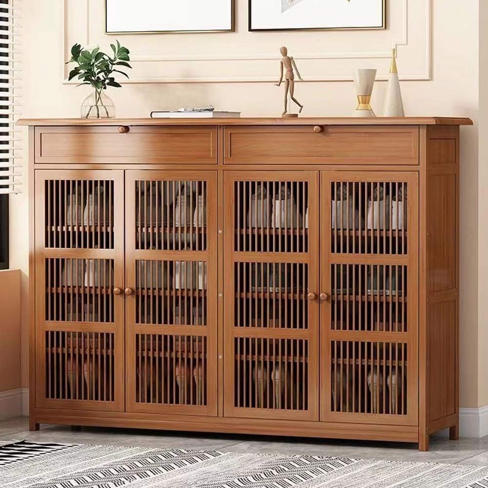 Mueble Zapatero De Bambú, Armario De Zapatos De 4 Pisos Independiente, con 2 Cajones Desplegables, Adecuado para Pasillos, Vestíbulos, 130 X 33 X 99cm