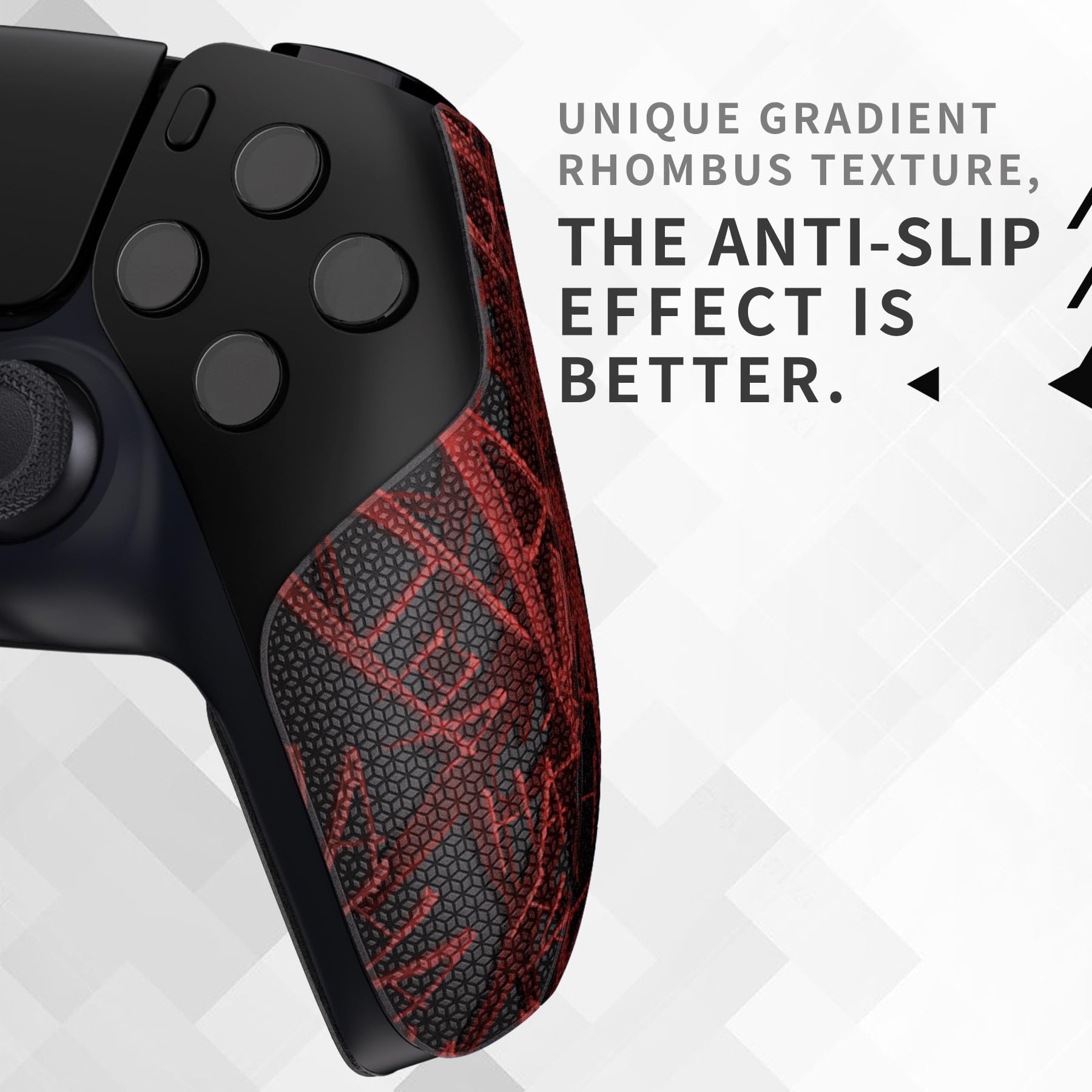 PlayVital Premium Grip para ps5 Inalámbrico Control Pegatina Antideslizante Diseño Dividido Adhesivo Suave Textura de Diamante Hexagonal Absorbente de Sudor Protector para ps5 Mando-Clown hahaha