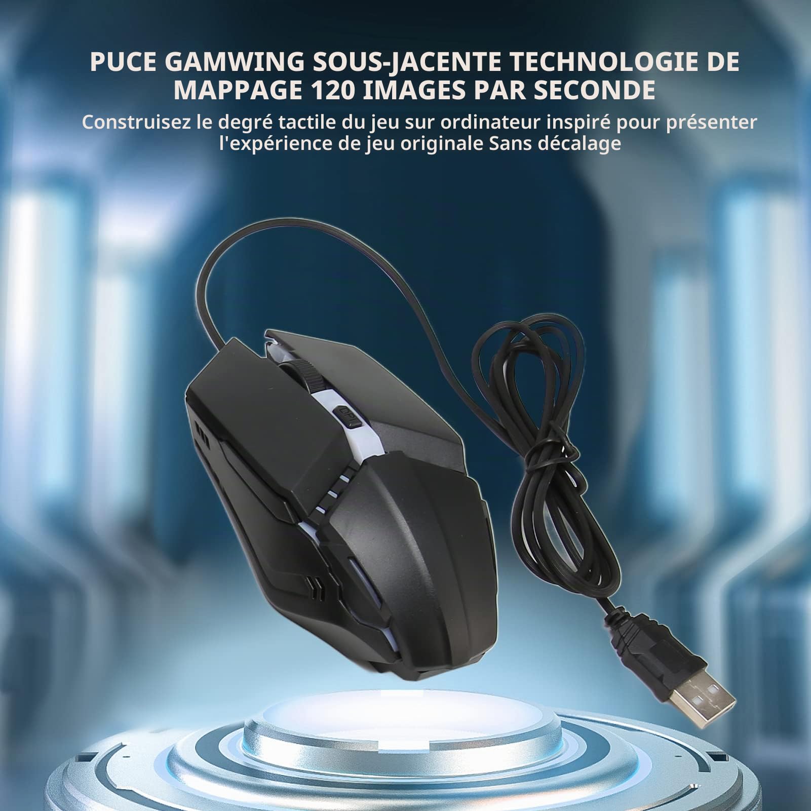 Combo Clavier et Souris de Jeu à Demi-Main, Convertisseur de Souris de Clavier Mécanique de Jeu 4 en 1, Clavier rétroéclairé LED Filaire à 39 Touches pour Android, Harmony,