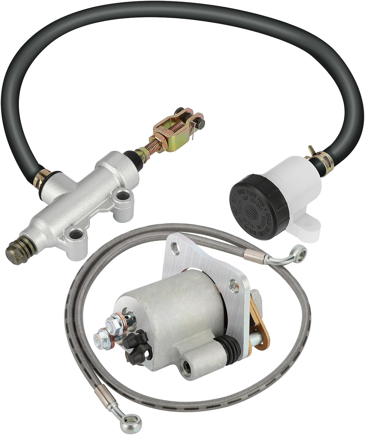 M MATI Rear Brake Caliper & Master Cylinder & Hose Line for Polaris 400 450 500 570 800 ETX Hawkeye 325 400 2011-2020 1911415 1911688 1912301 1911671 1913040