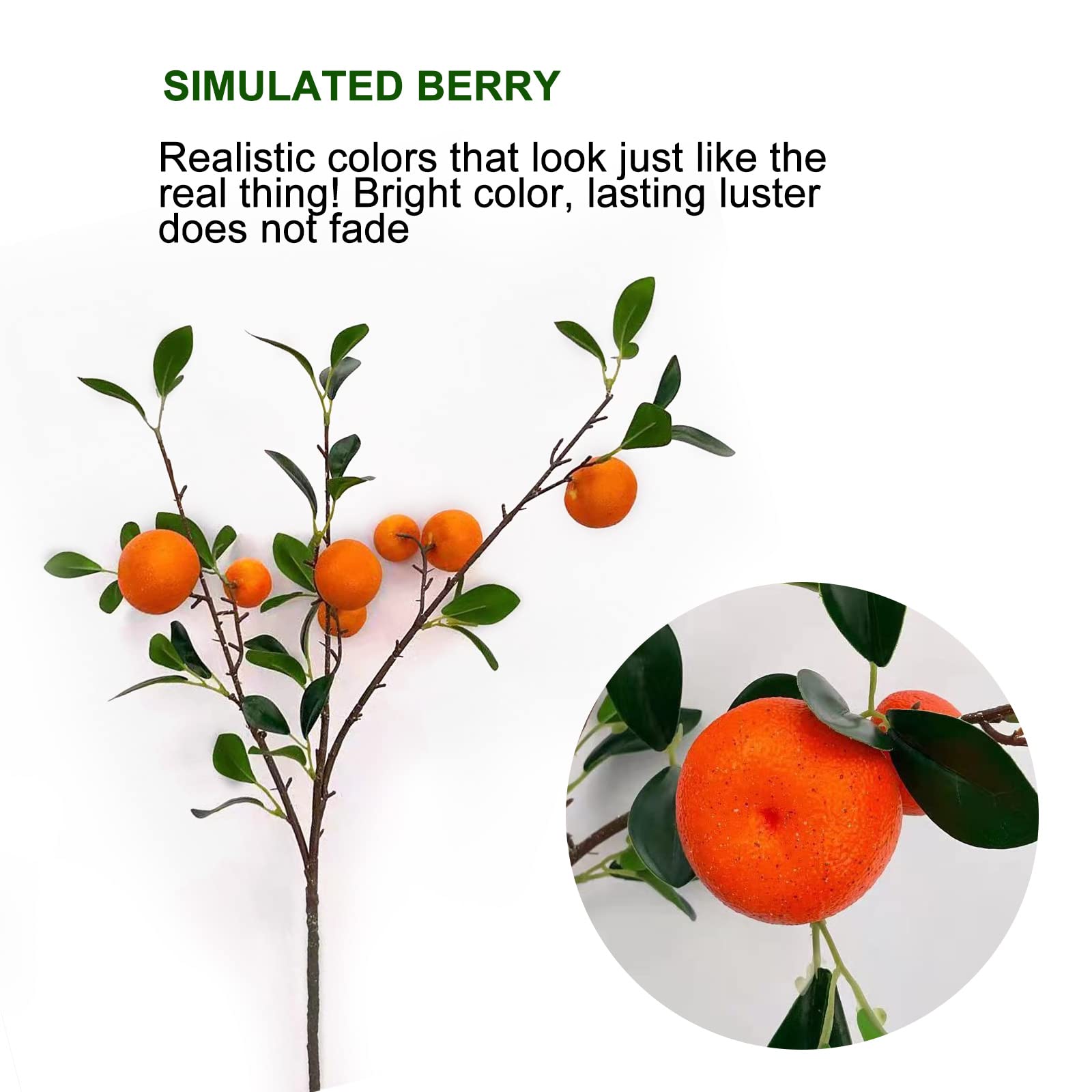 3 Branches De Mandarine Artificielles Lyrlody 87cm - Oranges Réalistes PP, Décoration Maison Bureau Mariage