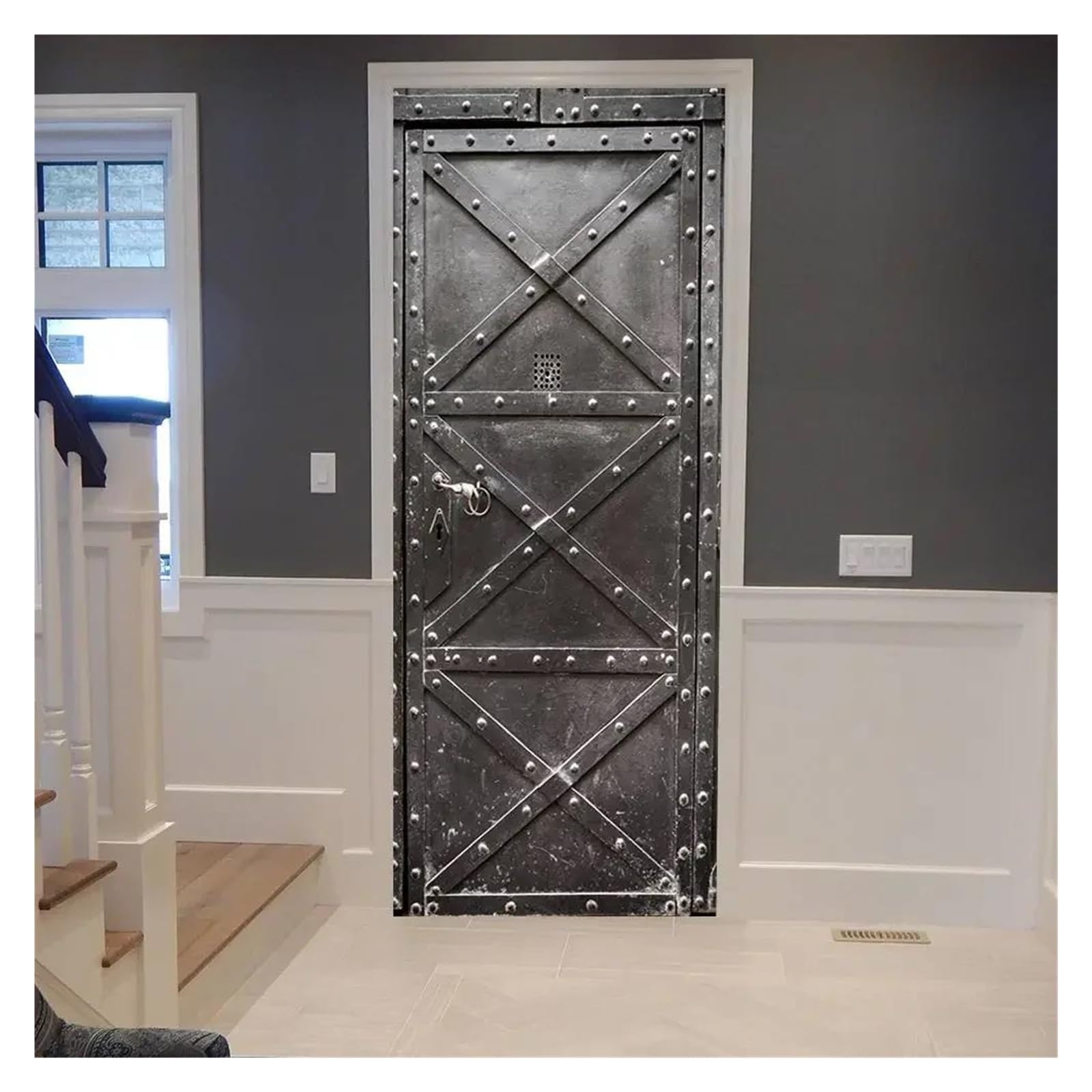 Sticker de porte 3D rétro créatif 40x120cm pour décorer la chambre