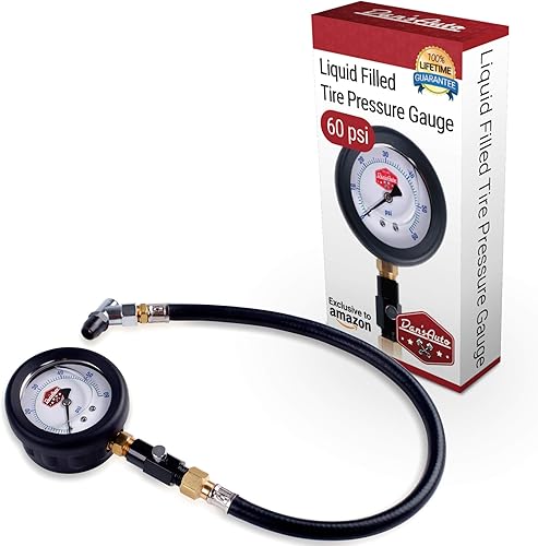 Miniatura 2 de Medidor de presión de neumáticos 60 PSI Mandriles de neumáticos dobles de Dan's Auto llenos de líquido de cara grande de 2.5 pulgadas para coches,