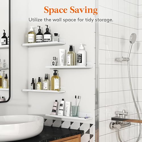 Miniatura 7 de Lifewit Estantes flotantes para pared, paquete de 4 estantes acrílicos blancos de 15 pulgadas, decoración de habitación para estantería/exhibición