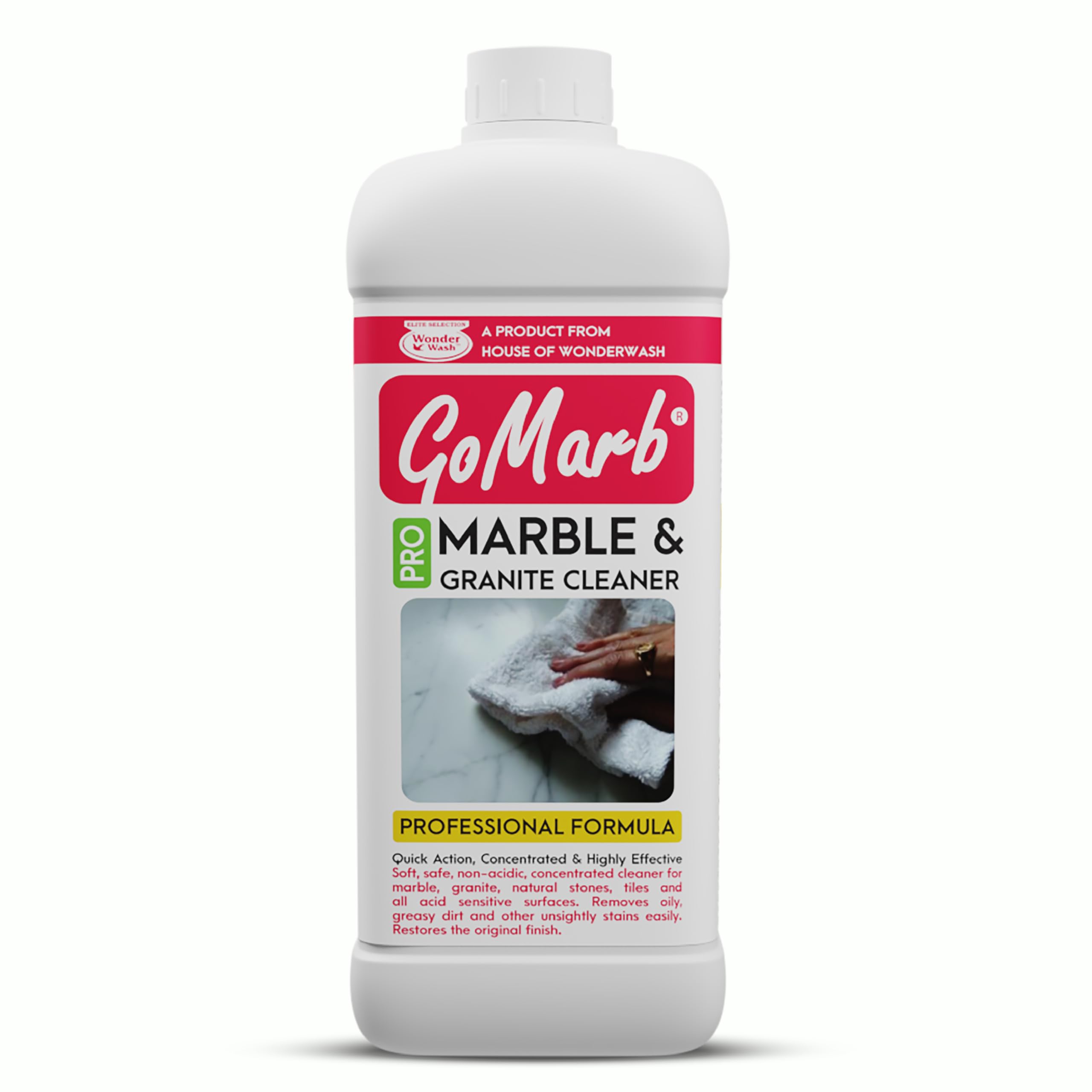 Pro Marble & Granite Cleaner (1 L) Concentrated | Non-Acidic, Safe for Delicate Surfaces | Cleans & Restores Shine on Marble, Granite, Tiles, and Stone Surfaces | Made in India