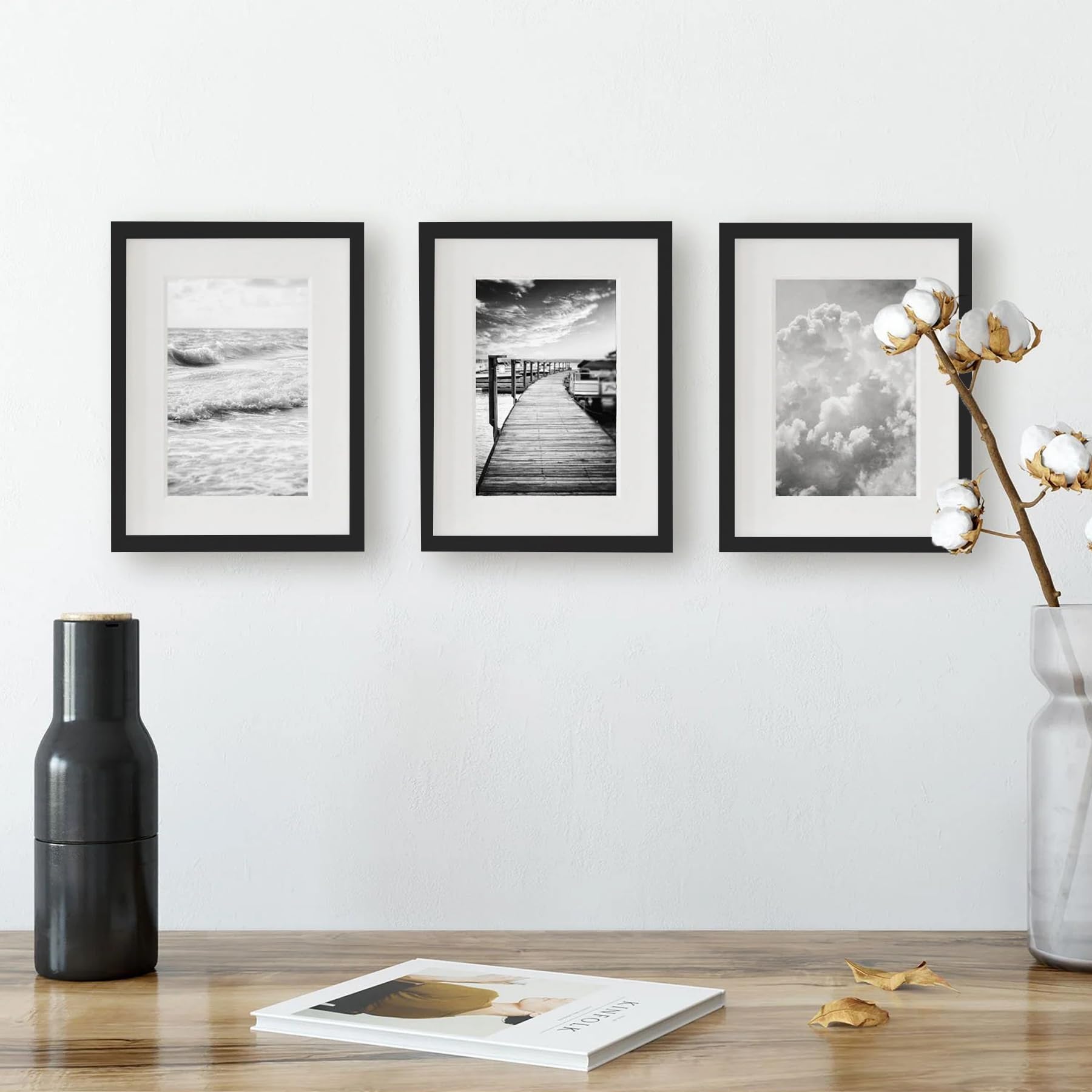 VUVUZULA A5 Frame Oak Picture Frames A5 Photo Frame with Mount for A6 Photo A5 Certificate Frame Set of 4 with Real Glass - Image 3