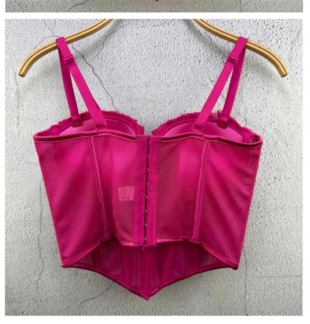Yeuyyben Corsetto da donna crop top senza maniche moda party club palcoscenico performance slim fit bustier canotta