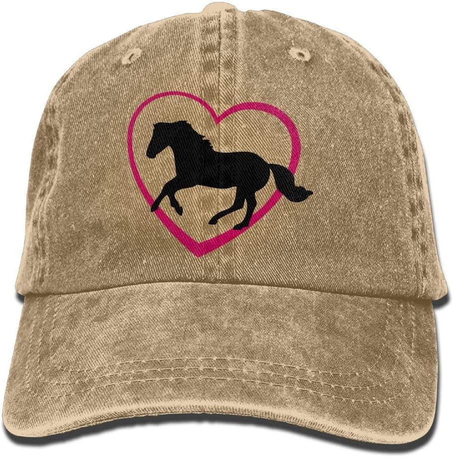 Unisex Galloping Horse with Heart Jeanet Baseball Cap Adjustable Peak Cap for Men Or Women, 1, 1