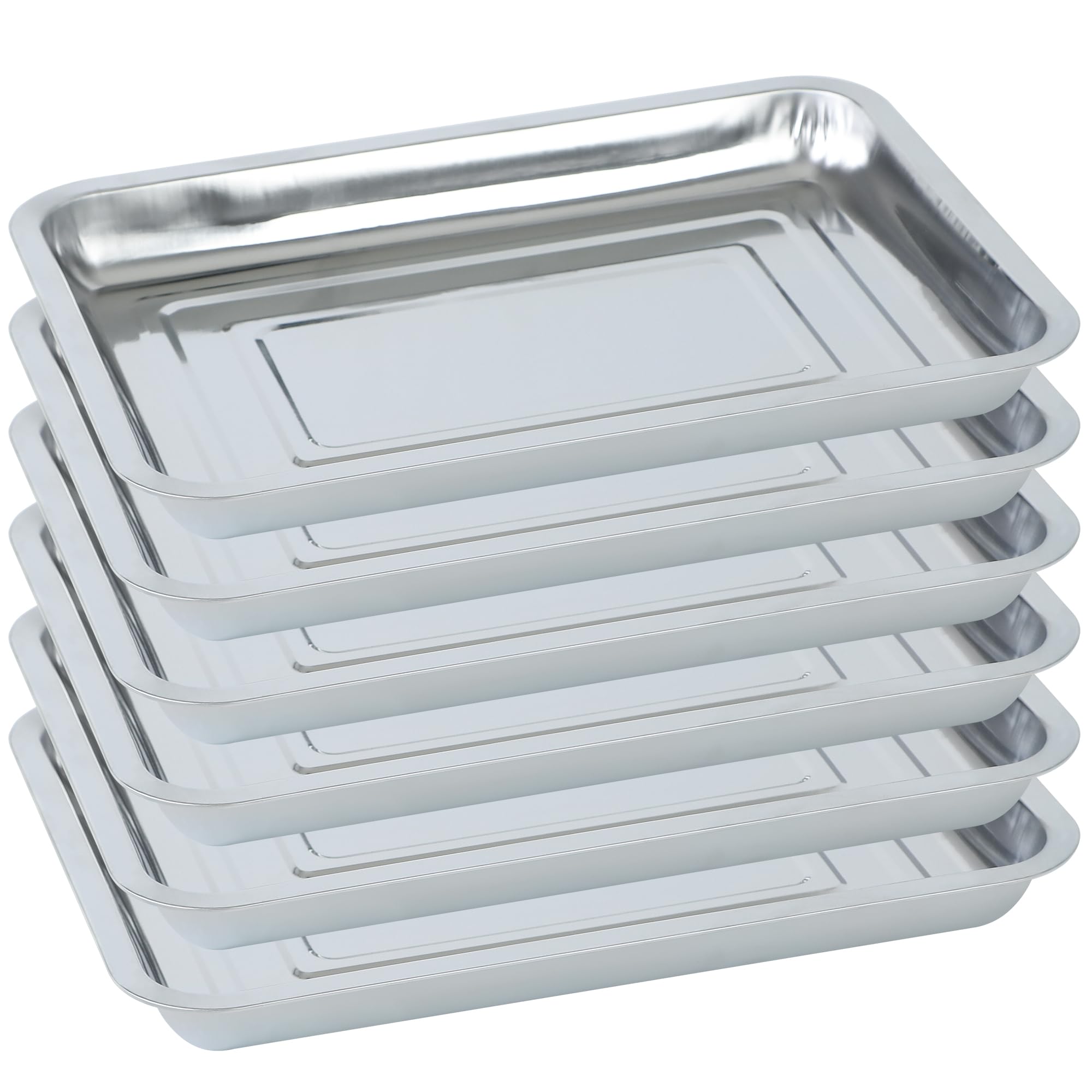 Plant Germination Trays, Stainless Steel Plant Trays Stainless Metal Trays Stainless Steel Seed Starter Carry Trays Nursery Seedling Pots Water Collection Transplantation (6PCS)