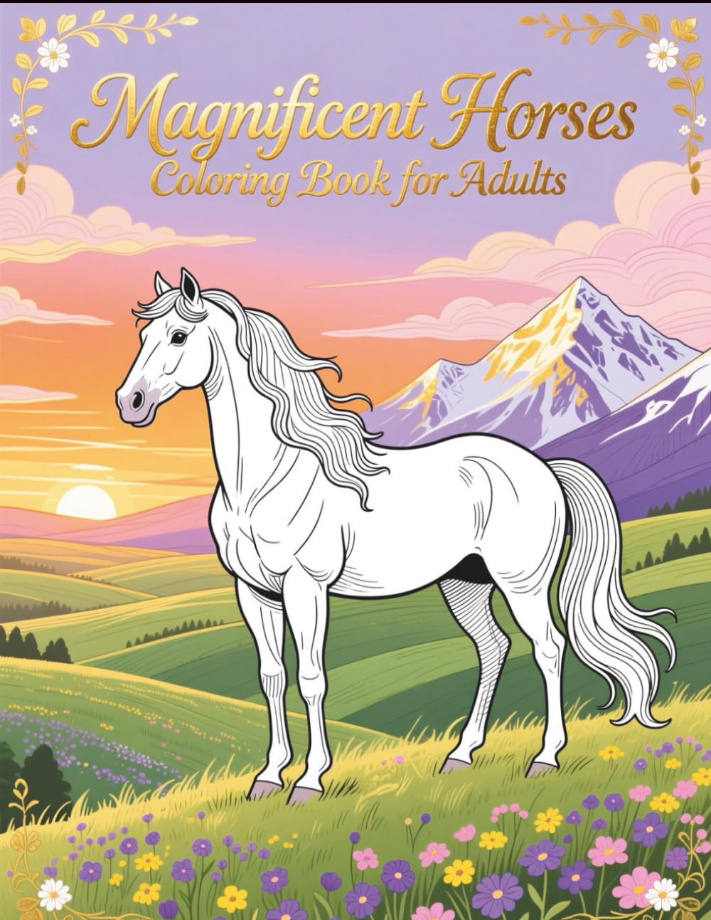Magnificent Horses Coloring Book for Adults: 50 Unique Hand-Drawn Designs for Relaxation and Creativity