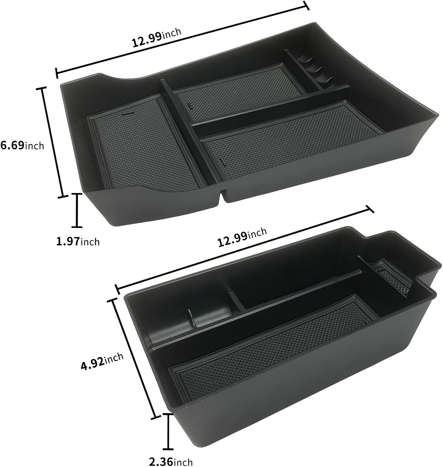 Zxiaochun Center Console Organizer Tray Compatible with Nissan Rogue 2021 2022 2023 2024 2025 2026 Accessories, Armrest Storage Box Insert Tray ABS Material (2PCS)
