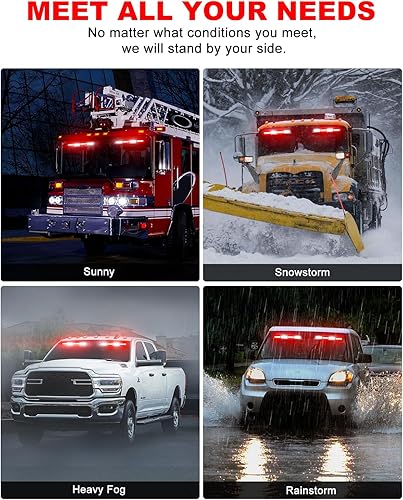 Miniatura 6 de Luces estroboscópicas de emergencia 6Z4J luces de seguridad blancas rojas de 2 x 16.8 pulgadas, 48 luces LED intermitentes de advertencia de peligro