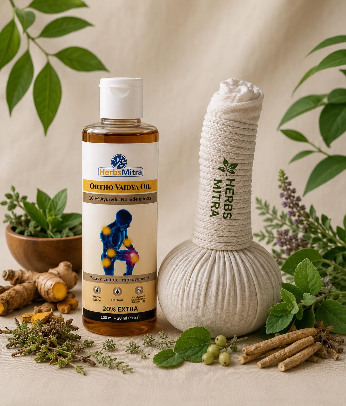 Pain Relief Combo - AAMAJI Pain Oil(120ml) + Potli | 25+ Herbs, Knees & Shoulders, Soothing Warmth, Neck & Joint Relief-image-30
