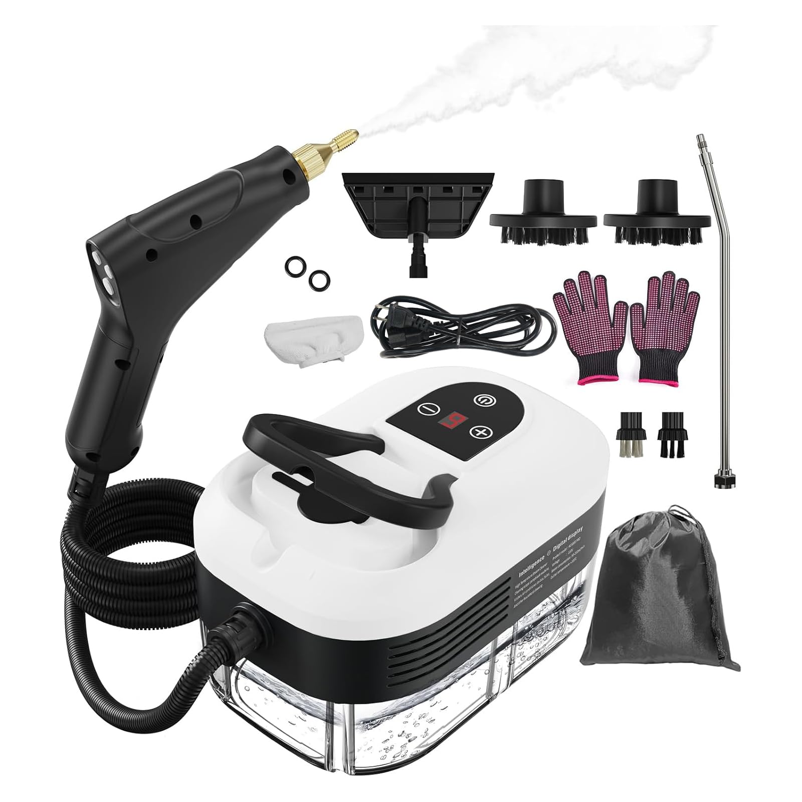Steam Cleaner for Home 15s Heat-Up 1 2L Water Tank 6-Level Adjustable Handle Handheld Steam Cleaner for Car