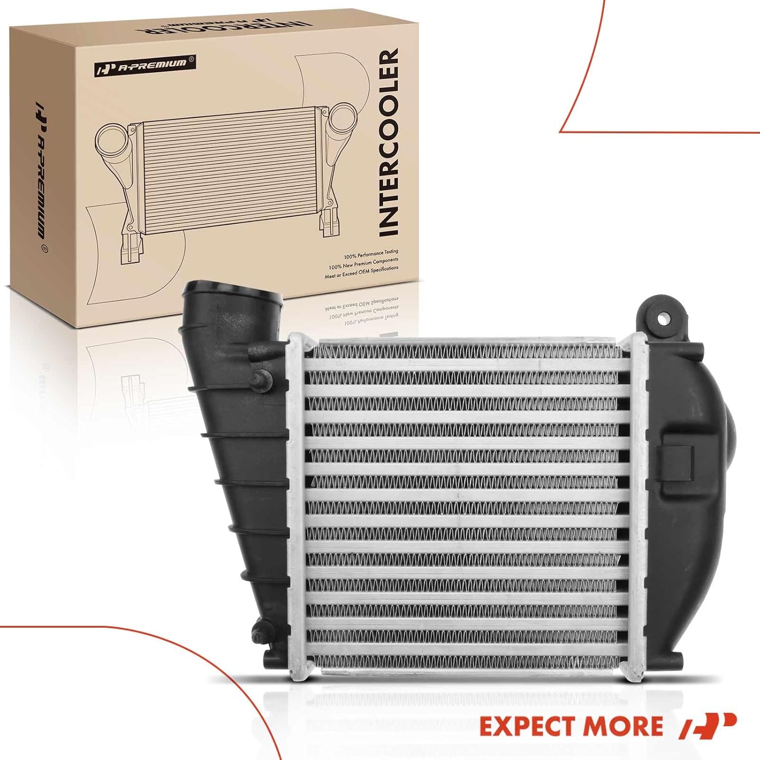A-Premium Turbo Intercooler Compatible with Volkswagen Jetta 2003-2005, Golf 2003-2006, 1.8L 1.9L Turbocharged