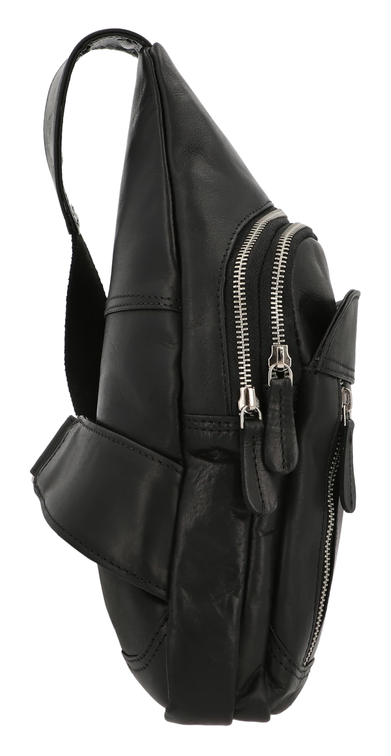 Gusti Sac en Cuir Azon Tannage végétal Sac Banane Sac ventral Sac en Cuir Slingpack Noir