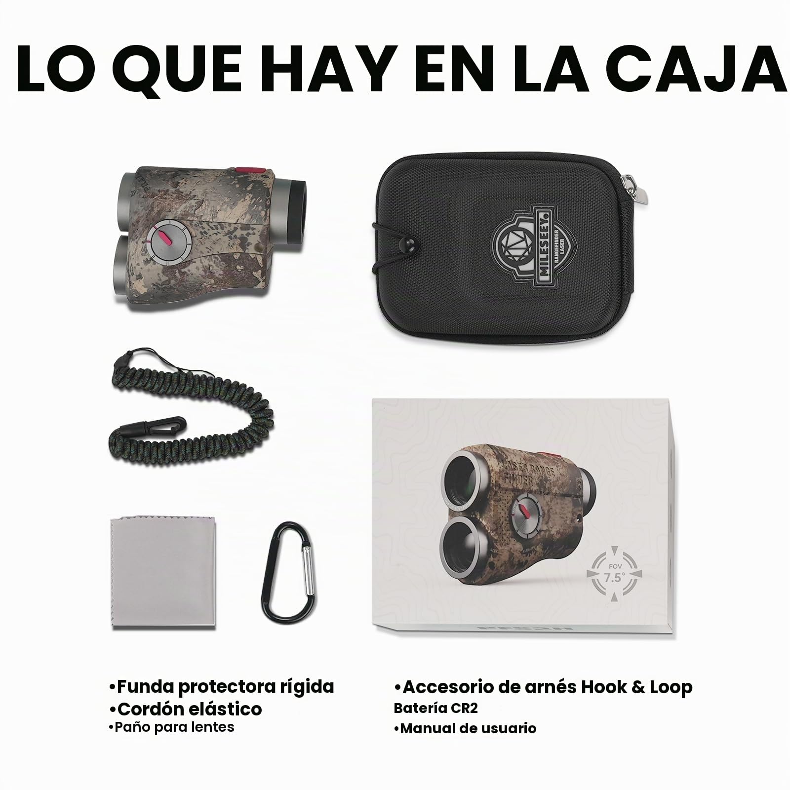 MiLESEEY Telémetro de Caza, Mide 1000 Yardas/915 Metros | Doble Pantalla Roja o Negra, Campo de Visión de 7,5°, Alta Transmisión de Luz, Medición de Velocidad, Telémetro