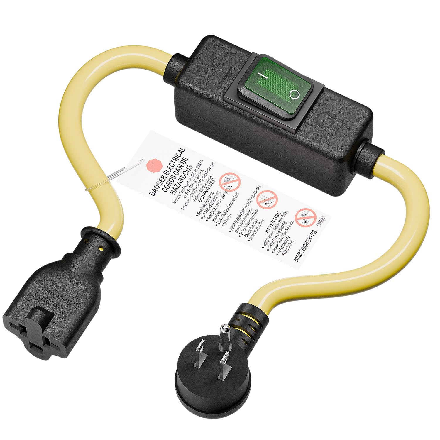 Heavy Duty SJTW 12AWG Outdoor Waterproof Extension Switch Cord, in