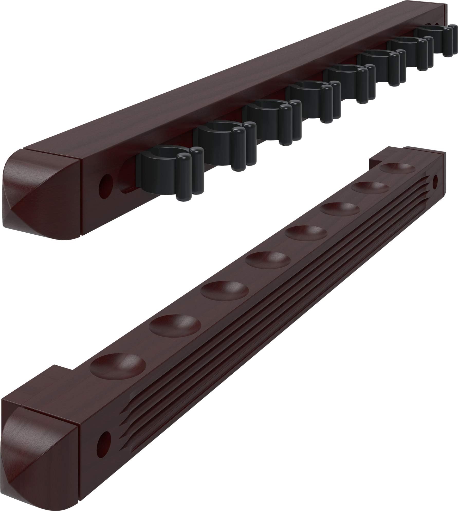 2-Piece Wall Mounted Hardwood Billiard/Pool Cue Rack,