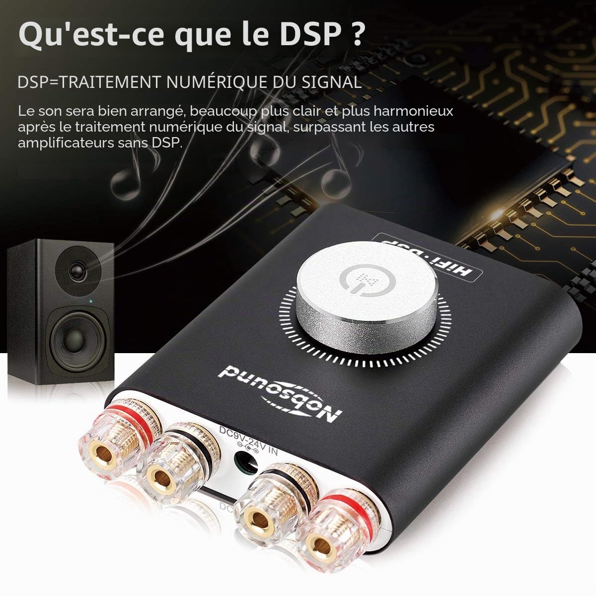 Nobsound NS-20G Amplificateur Audio 200W Mini Amplificateur de Puissance Numérique Bluetooth 5.0 pour Stéréo HiFi