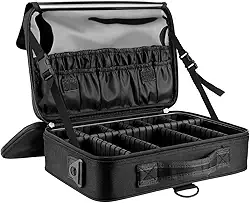 Grande Capacidade Maleta de Maquiagem, Bolsa de Viagem Portátil Maquiagem Kit, Estojo de Maquiagem Grande com Divisórias Ajustáveis e Alça de Ombro