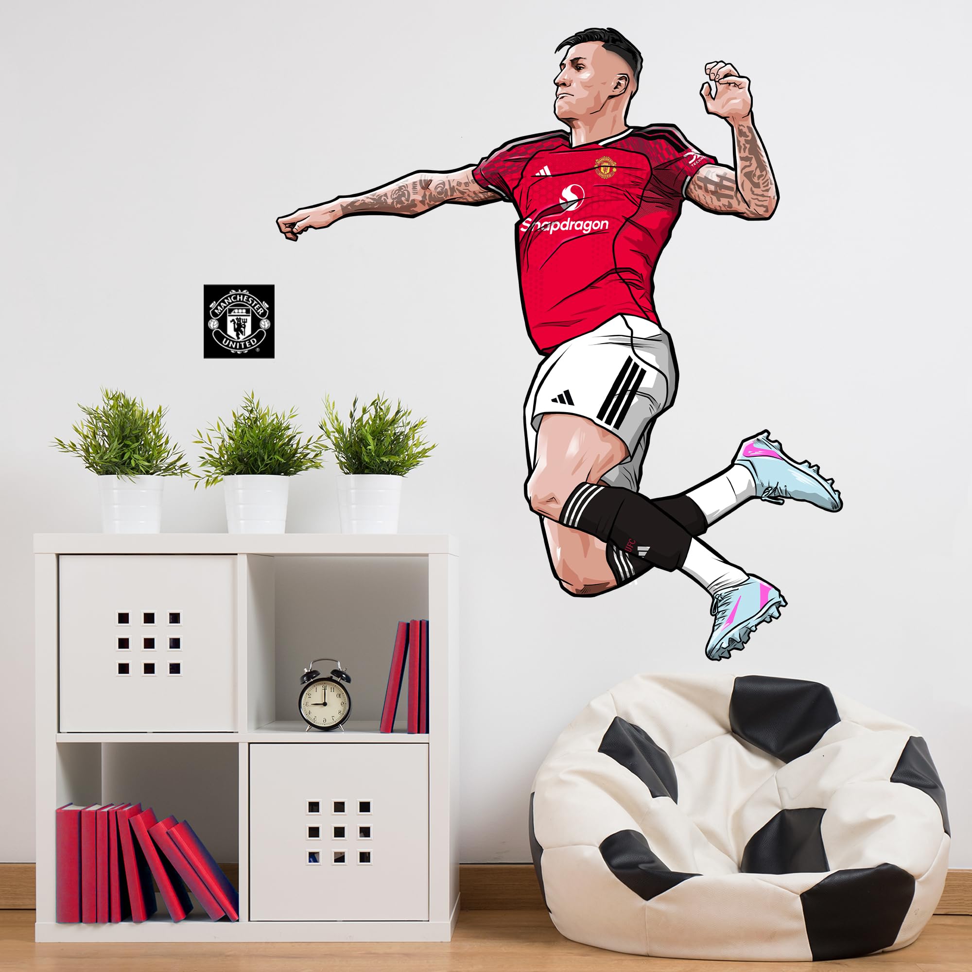 Manchester United FC Wall Sticker - Sesko 25/26 Illustration Decal Football Wall Art (60cm Height x 35cm Width)