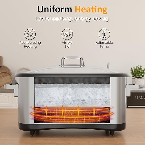 Miniatura 2 de Olla de cocción lenta programable 12 en 1 de 8 cuartos de galón, calentador de alimentos multicocción con temporizador digital, control de