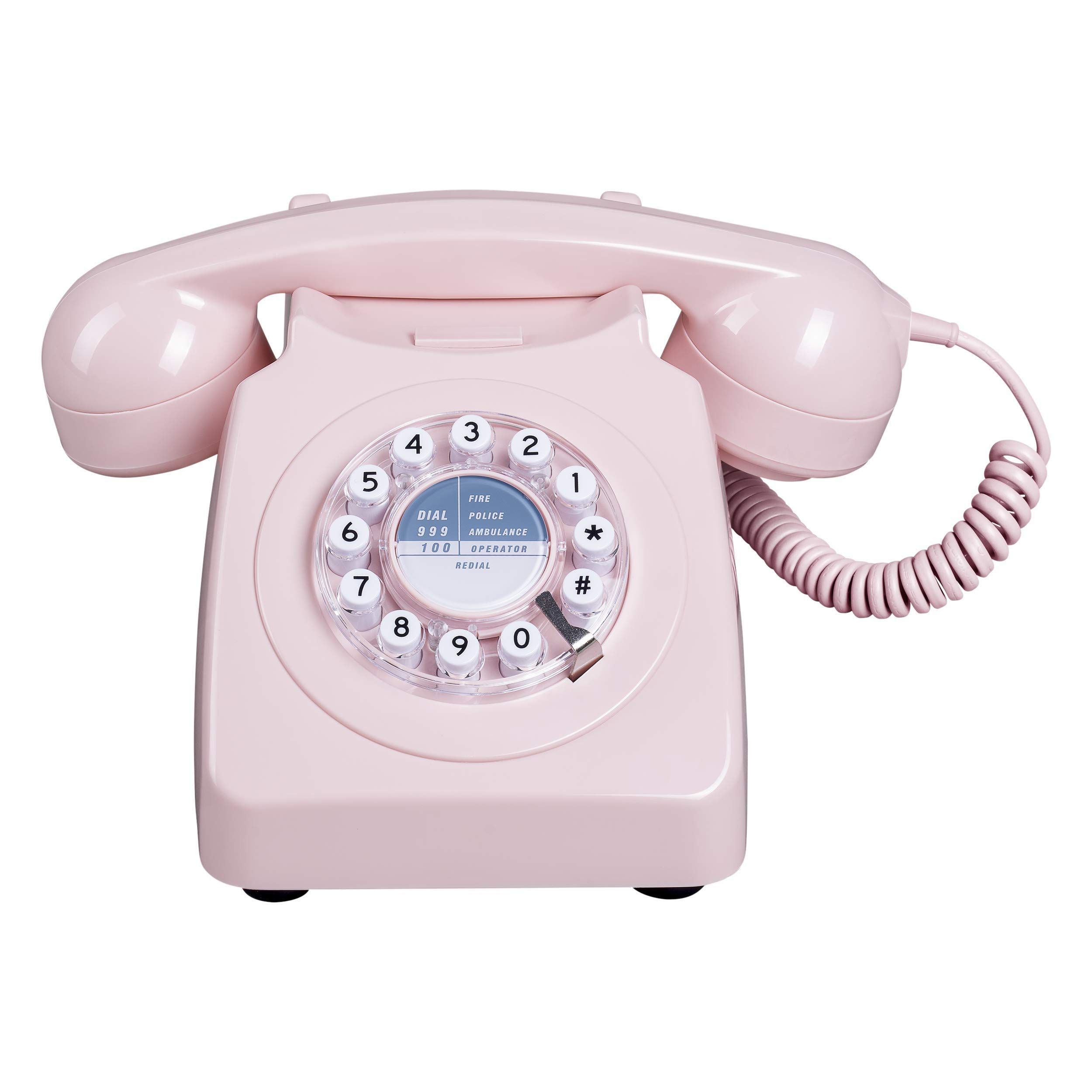 Wild & Wolf Wood Retro 746 Telephone | Dusky Pink | Uses Standard Phone Socket