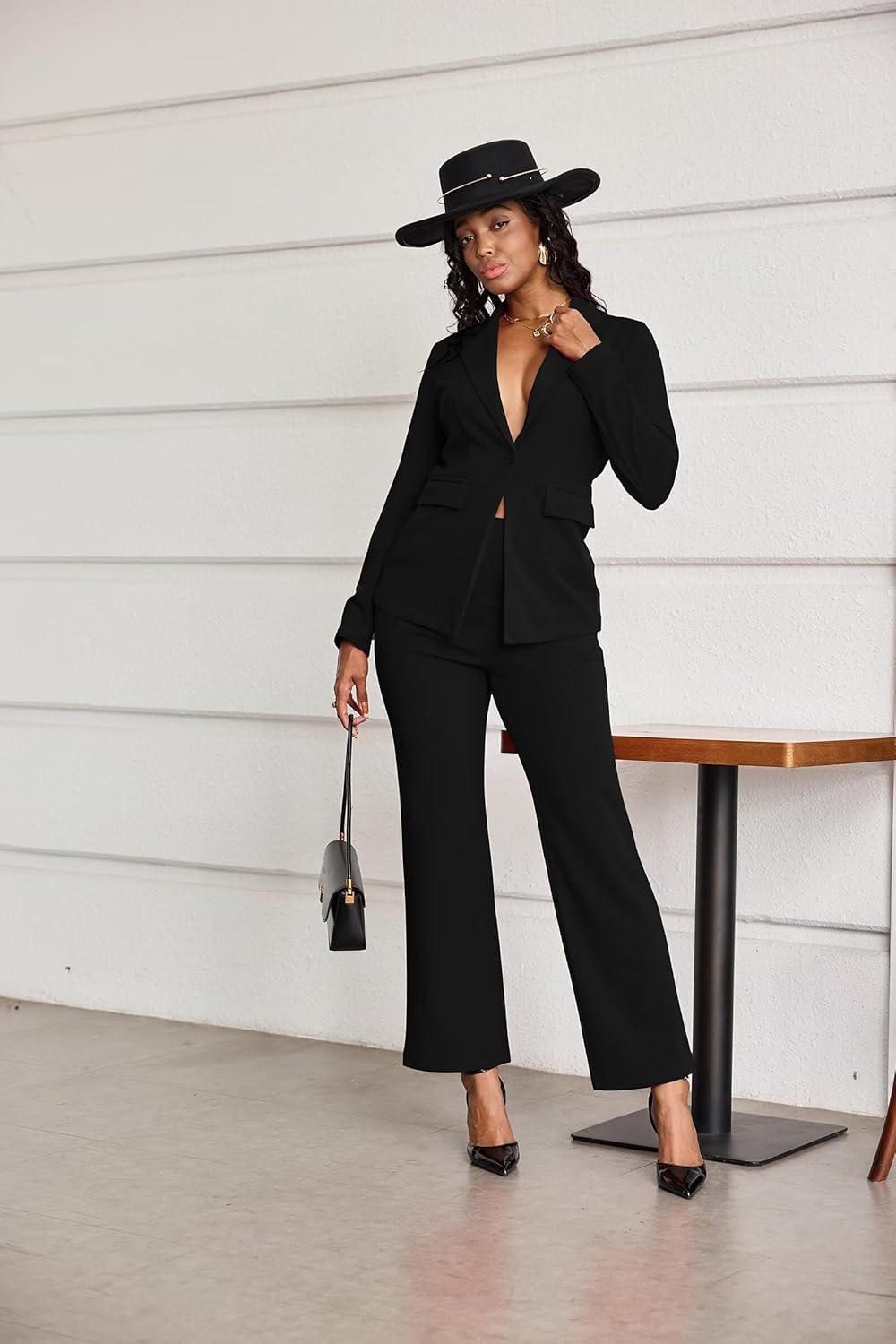 Womens 2 Piece Pant Suits Dressy Blazer Jacket Flare Pants Set Casual Business Suiting Formal Work Office Outfits - Image 5