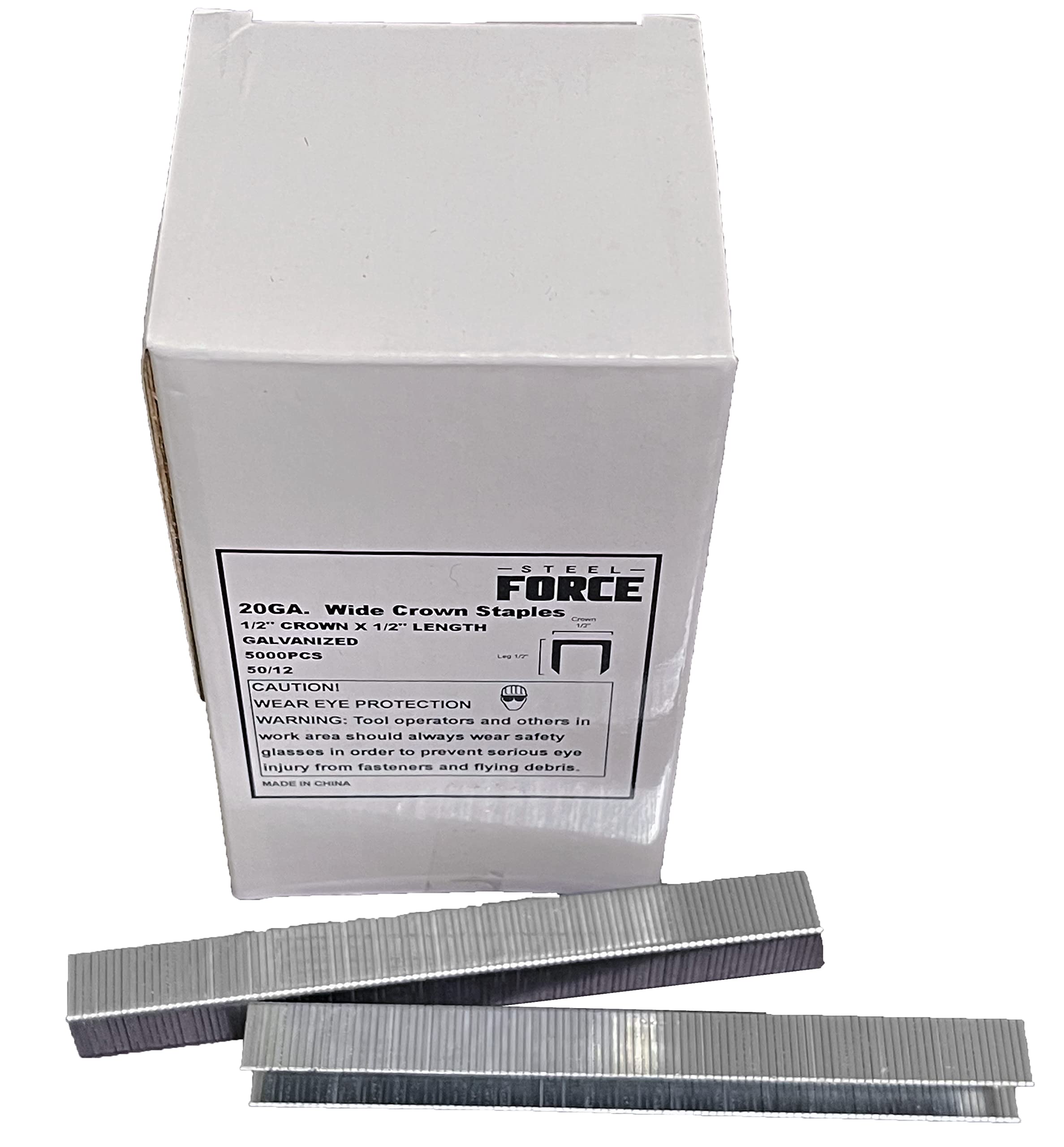Steel Force50/12 (5016C) 20 Gauge Staples 1/2 Inch Crown 1/2 Inch Length 5,000-Pack for Upholstery, Decoration, DIY, Furniture, Doors and Windows