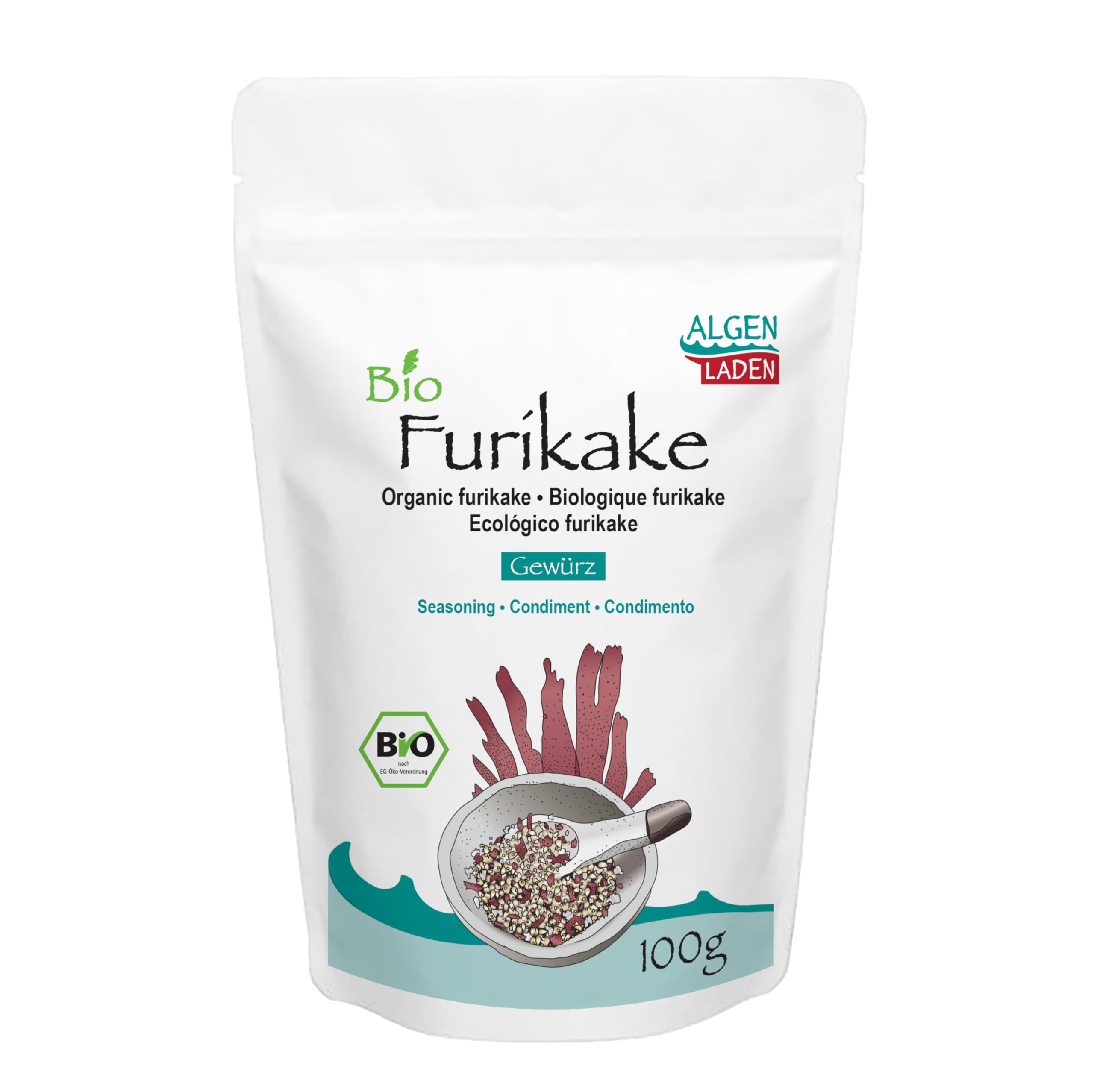 ALGENLADEN BIO Furikake - 100g | japanische Gewürzmischung | mit schwarzem und weißem Sesam