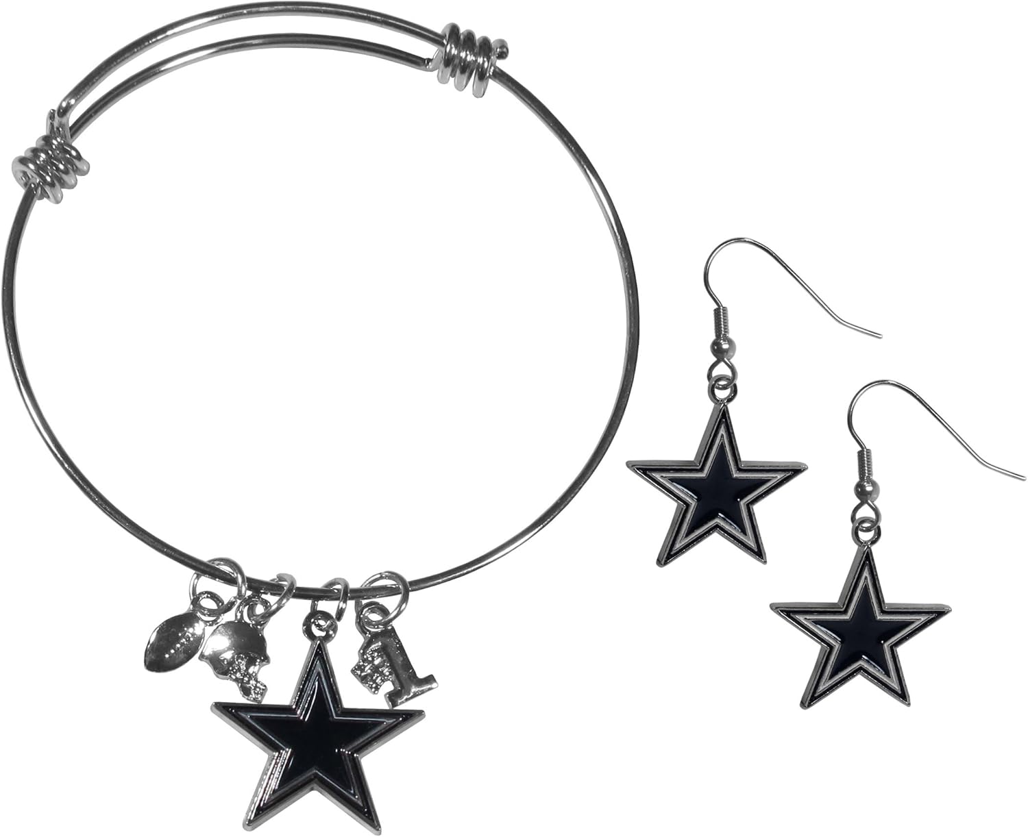 Siskiyou Sports NFL womens Dangle Earrings and Charm Bangle Bracelet Set
