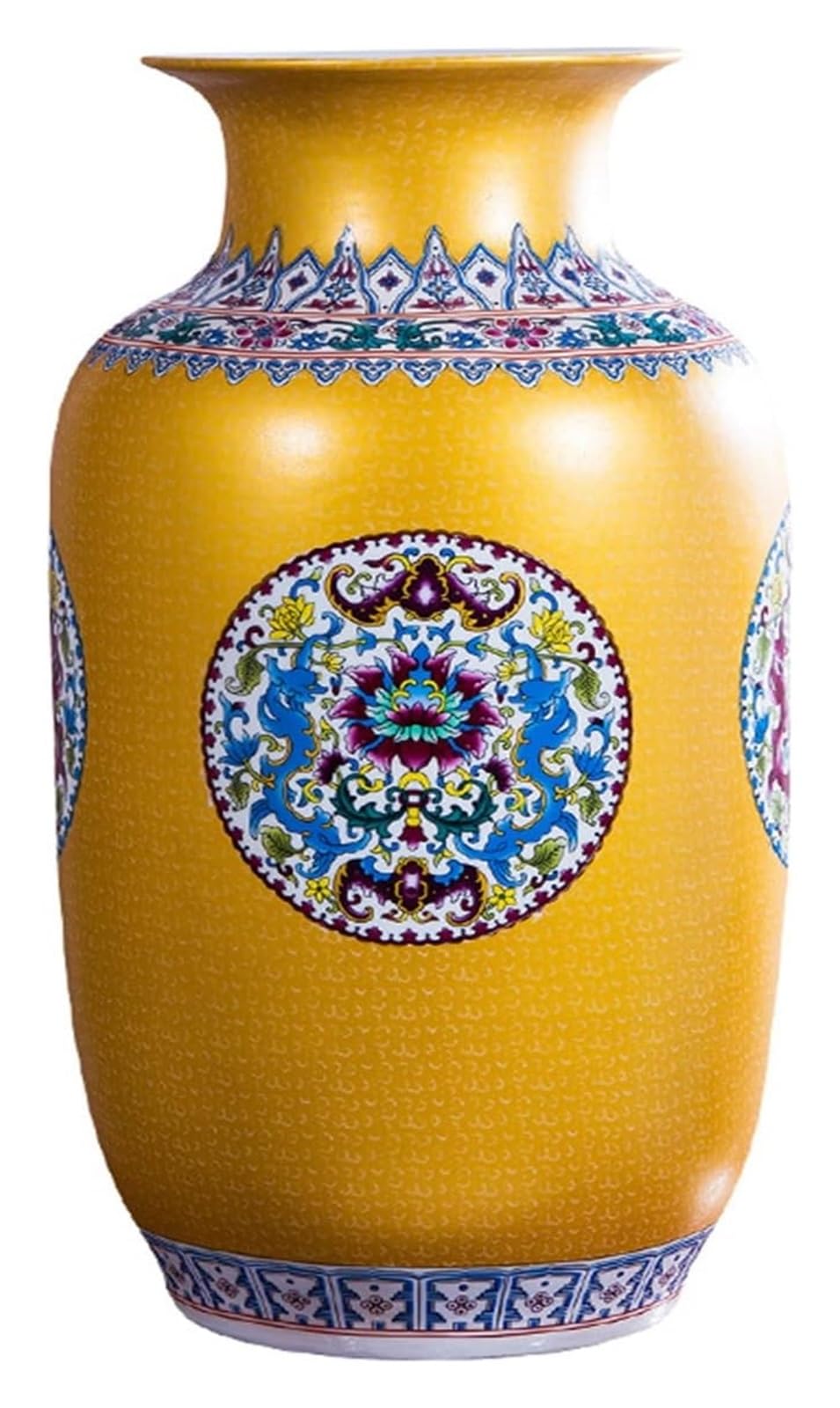 SnamicE Vase Tabletop Enamel Vase Floor Longevity Flower Pattern Ceramic Golden Vase Furnishing Article Sitting Room Large Floor Vases,