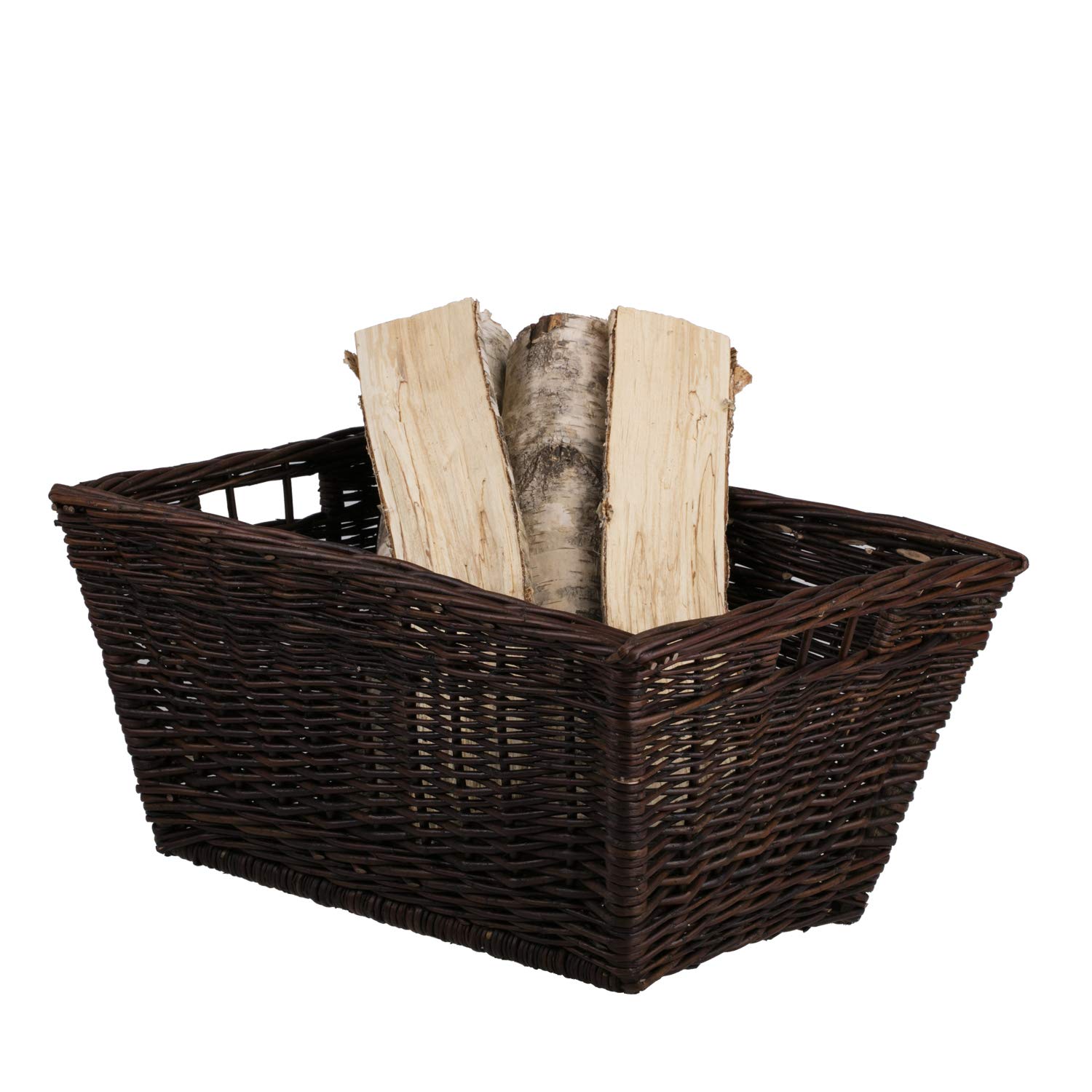 e-wicker24 Kosz kominkowy z wikliny, kosz do kominka z nieobranej wikliny, kosz na drewno kominkowe, pojemnik na zabawki