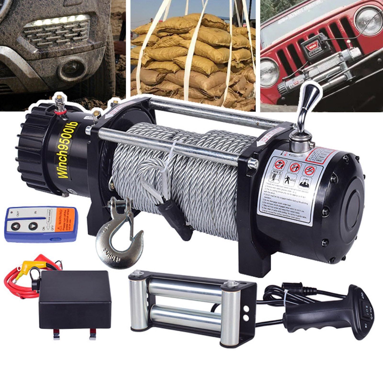 Argano idraulico da 1000 a 20000 libbre con cavo in acciaio resistente da 24 m e ingranaggio planetario a 2 stadi per fuoristrada ATV, SUV, barca, fuoristrada, 12 V