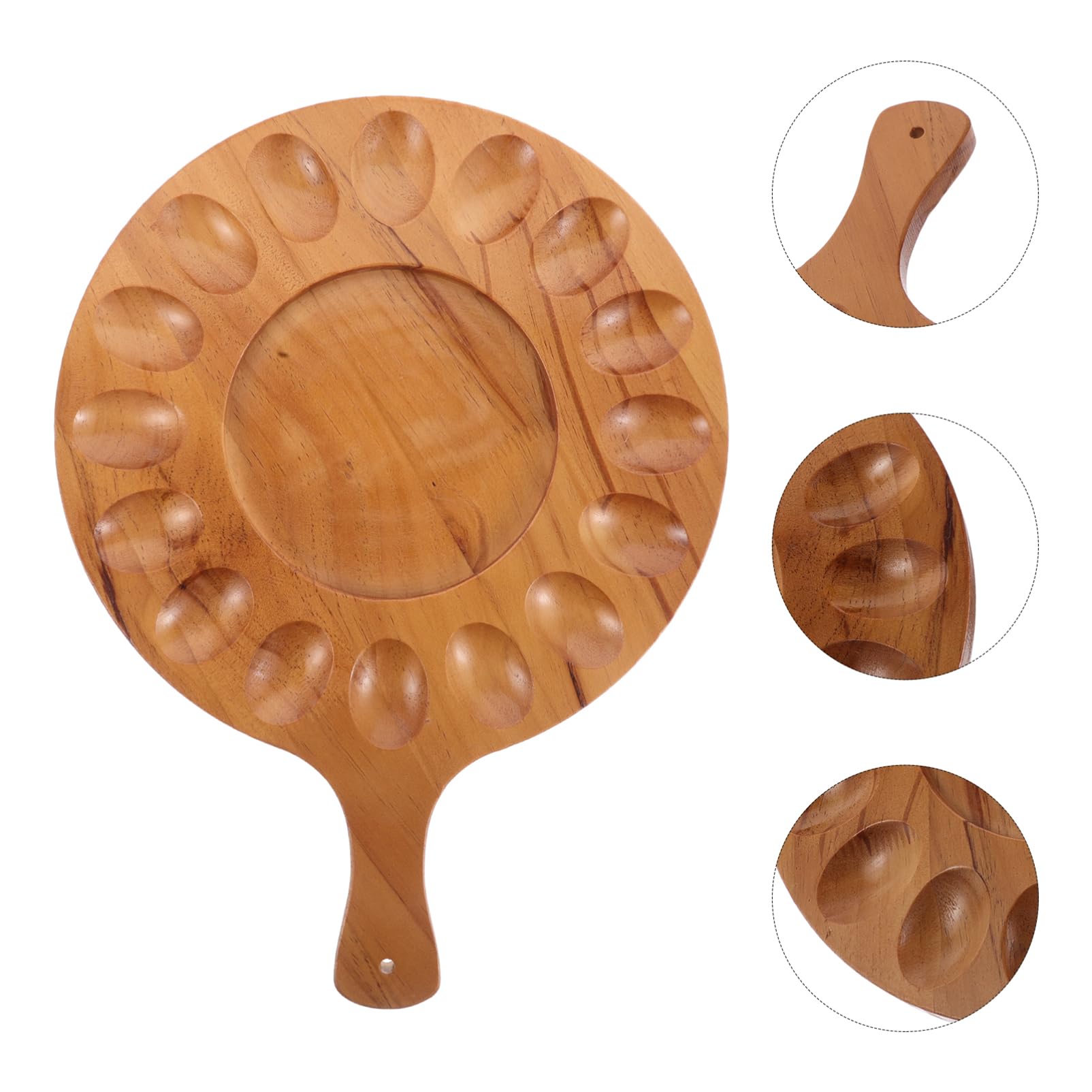 Mipcase Bandeja de Huevos de Madera Organizador de Nevera de Huevos dispensador portahuevos Bandeja de Huevo rellena de Madera Platos de Huevos Rellenos huevera para Nevera Marrón Claro