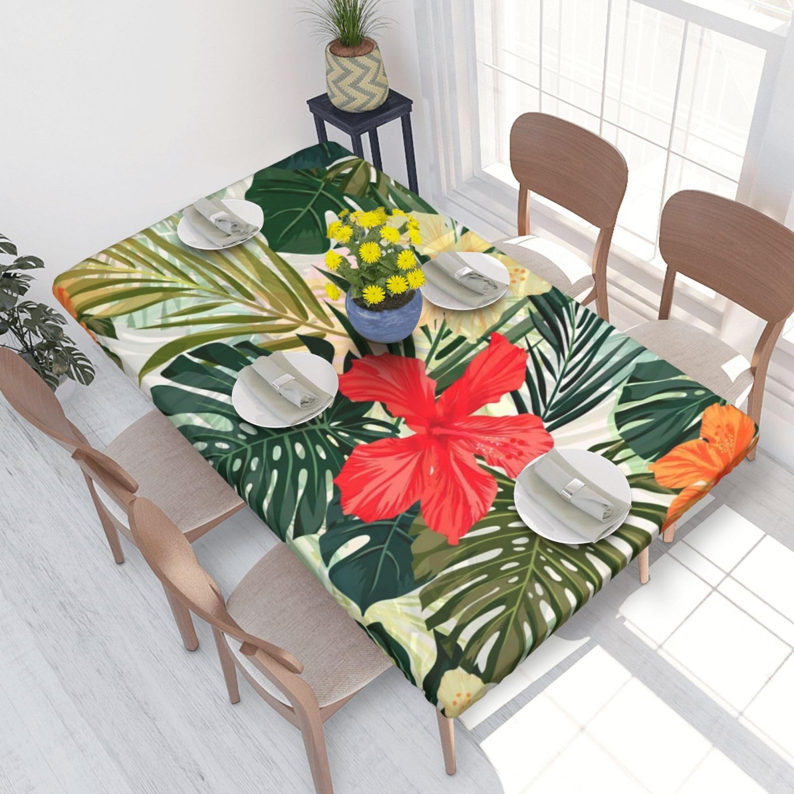 BNVSADC summer hawaiian Printed 4FT Tablecloth 122x76 CM Polyester Kitchen Water Resistant Table Cloth Dining Table Decoration Table Covers