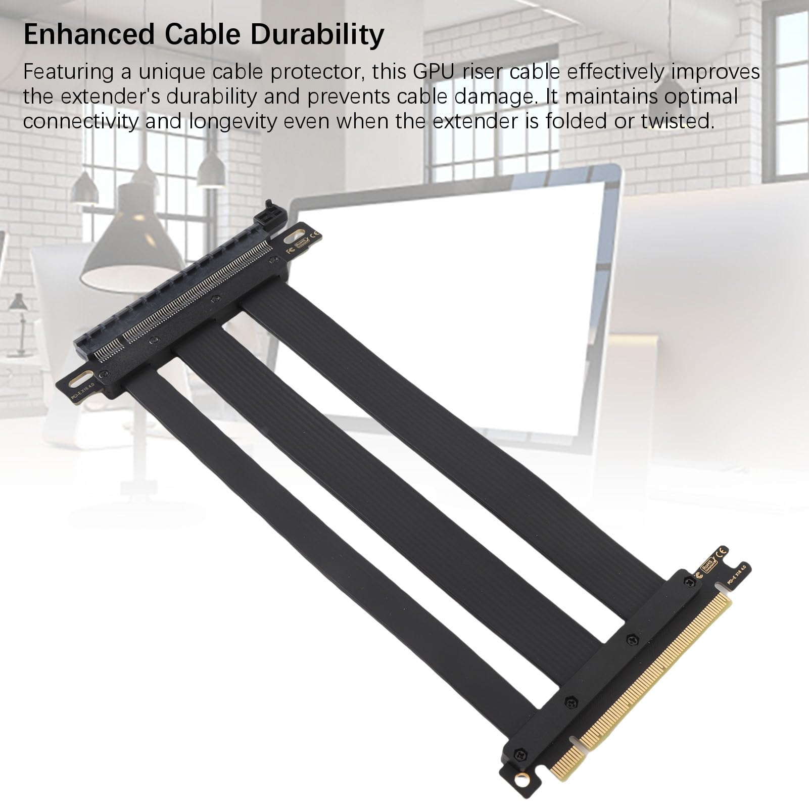 Szybki Kabel Riser PCIE 4.0 X16 o Zwiększonej Wytrzymałości dla Portu rozszerzeń GPU, Pasujący do RTX 4090 (ti) i Aplikacji AI, 1 szt. (25cm)