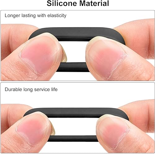 Miniatura 4 de PATIKIL Bandas de goma de silicona, 100 unidades, antideslizantes, de 0.9 pulgadas, color negro plano, para envolver cables, envolturas de bolsas,