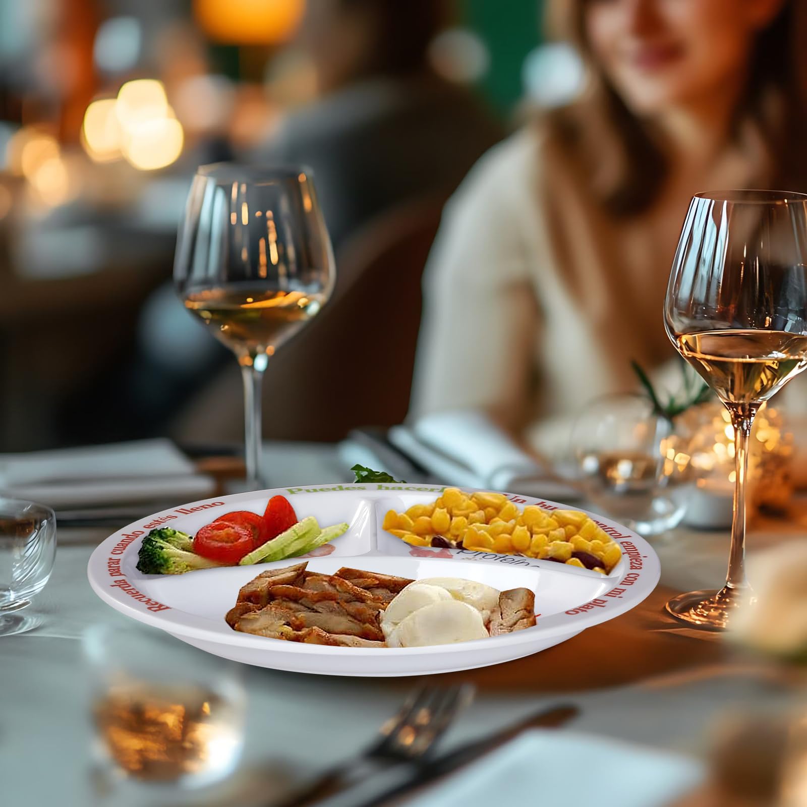 Plato de control de porciones para nutrición equilibrada – Platos de alimentación saludable para adultos y adolescentes – Separadores de melamina, pérdida de peso, diabetes (2)