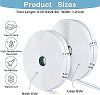 Vista 2 de Tiras con adhesivo resistente, 1.2 pulgadas x 8.2 pies, resistentes tiras autoadhesivas de doble cara, rollos de cierre adhesivo de nailon