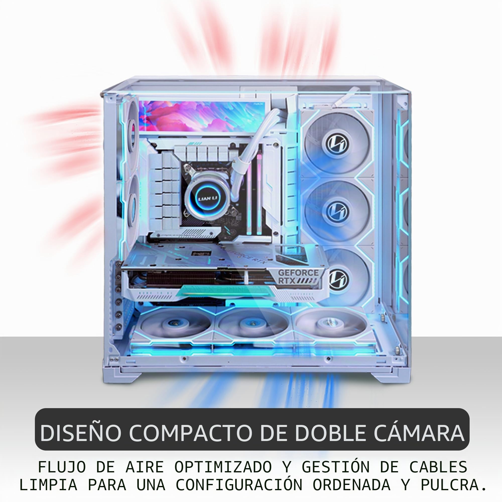 Lian Li O11 Vision Compact ATX Mid-Tower Gaming - Carcasa para PC de Aluminio y Vidrio Templado, Color Blanco