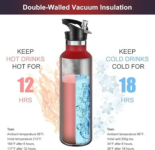 Miniatura 2 de Neihepal Botellas de agua de acero inoxidable de color degradado, botella de viaje de doble pared con aislamiento al vacío de 24 onzas con tapa de