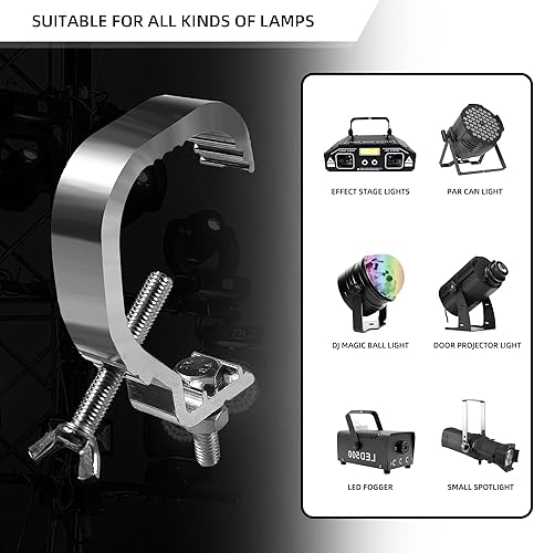 Miniatura 4 de Paquete de 10 abrazaderas de truss de 1.18 a 2 pulgadas, para tubo de luz de escenario, apto para tubos de 1.181-1.969 in de diámetro exterior,