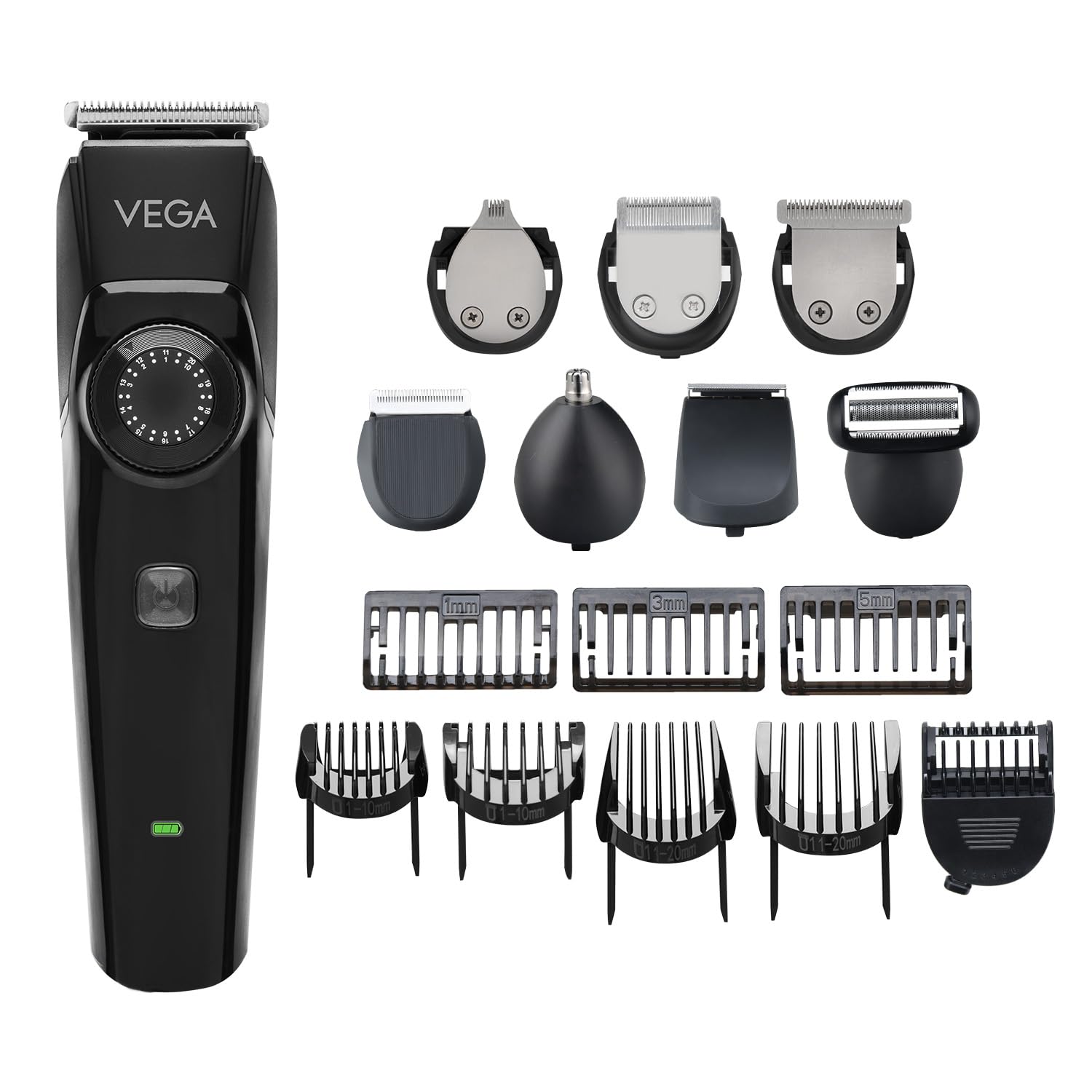 Vega OG 15 in 1 All Rounder Grooming Set for Men with 3 Hrs Non-Stop Runtime, 40 Length Settings, 15 in 1 Face, Nose, Body & Private Parts Trimmer for Men, Black, 2 Year Warranty (VHTH-37)-image-9